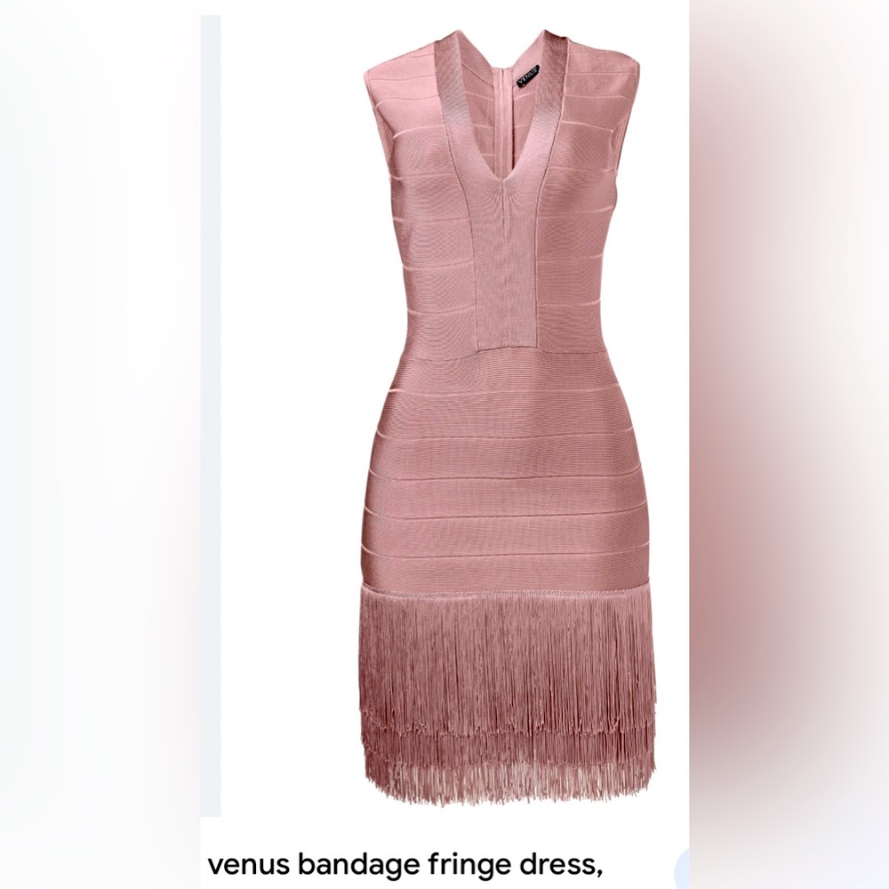 venus bandage fringe dress 45”in length